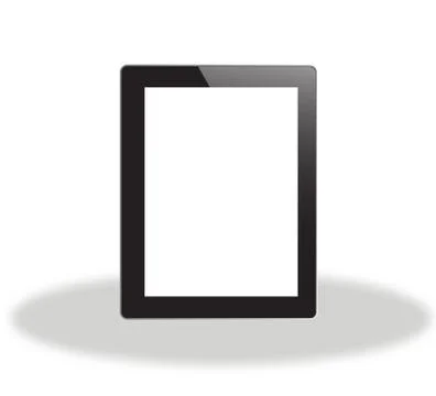 Tablet computer. Black frame vector tablet pc with white screen. Illustrazione stock