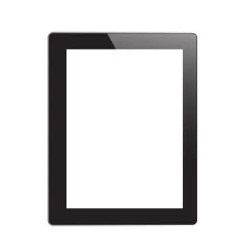 Tablet computer. Black frame vector tablet pc with white screen. Stock Photos