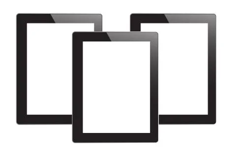 Tablet computer. Black frame vector tablet pc with white screen. Stock Photos