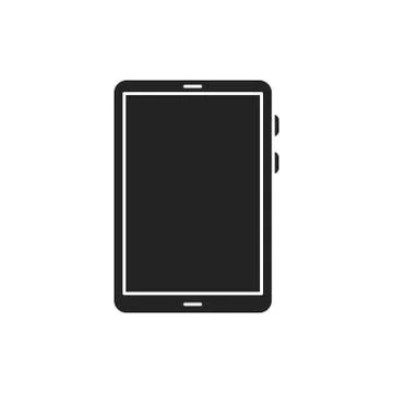 Tablet computer black glyph icon. Front view. Electronic device. Pictogram fo Stock Illustration