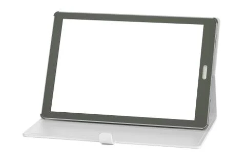 Tablet computer with blank screen and cover case, 3D rendering Stock Illustration