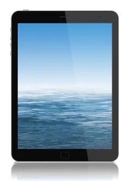 Tablet computer with blue screen isolated Stock Illustration