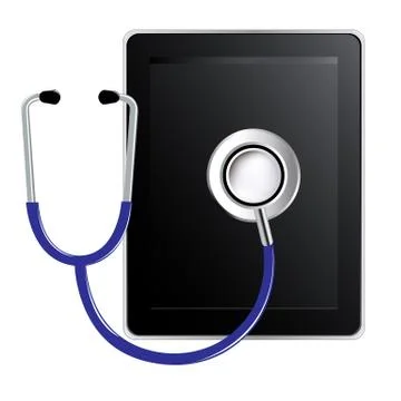 Tablet computer with blue stethoscope Stock-Illustration