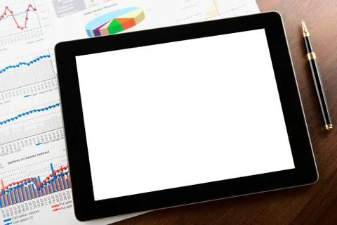 Tablet computer on a businessman workplace Foto stock