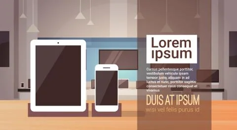 Tablet Computer Cell Smart Phone Modern Electronics Store Shop Interior Stock Illustration