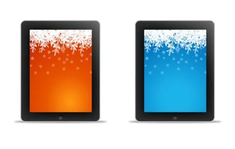 Tablet computer with christmas wallpaper Stock Illustration