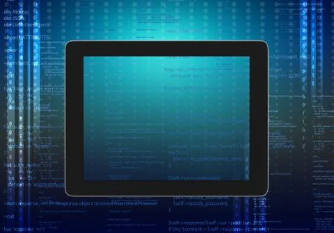 Tablet computer code on an abstract background Stock Illustration