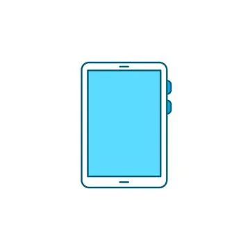 Tablet computer color line icon. Front view. Illustrazione stock