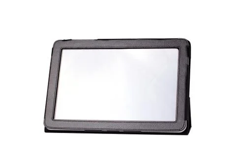 Tablet computer in cover isolated on white Stock Photos