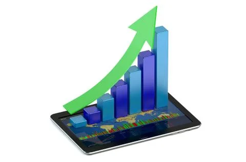 Tablet computer with finance and statistics concept Stock Illustration