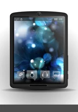 Tablet Computer With Flower Background. Tablet Computer With Flower Backgr... Stock Photos