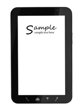 Tablet computer with food icons Illustrazione stock