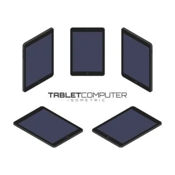 Tablet computer from four sides icon set vector graphic illustration. 库存插图