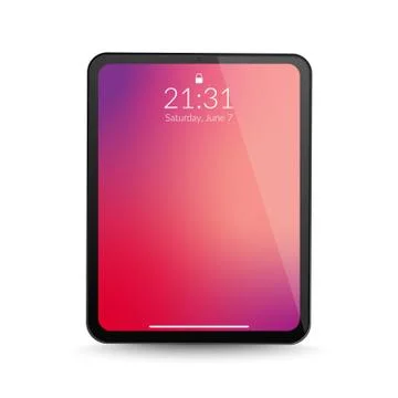 Tablet computer gadget. Vertical screen display. Realistic black digital device Stock Illustration