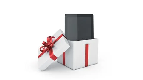 Tablet computer. Gift box concept. Stock Illustration