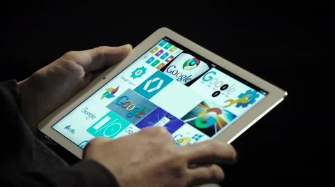 A tablet computer with the Google Web Search on IPad screen 스톡 동영상 59946171