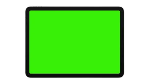Tablet Computer with green screen isolated on white background. 3d illustrati Illustrazione stock