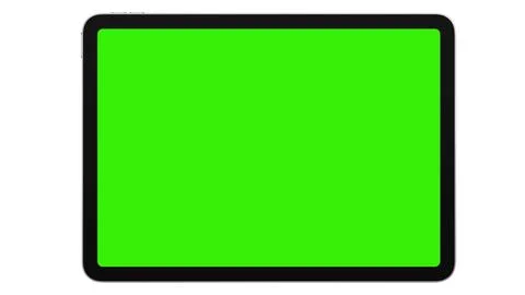 Tablet Computer with green screen Isolated on white background. 3d illustrati Stock Illustration