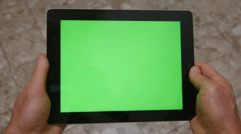 TABLET COMPUTER GREENSCREEN HAND 4K Stock Footage 45203129