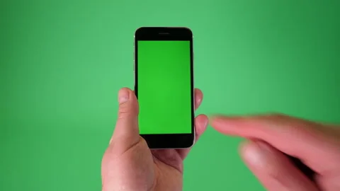 Tablet computer handheld on Green screen Chromakey pt 11 of 14 Stock Footage 194859747