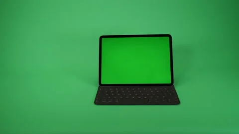 Tablet computer handheld on Green screen Chromakey pt 12 of 14 Stock Footage 194860553