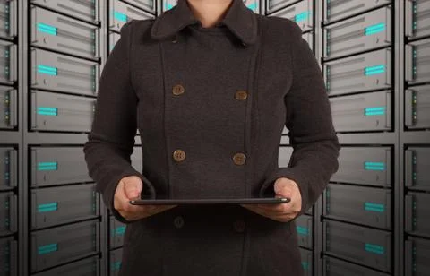 Tablet computer in a hands 库存插图