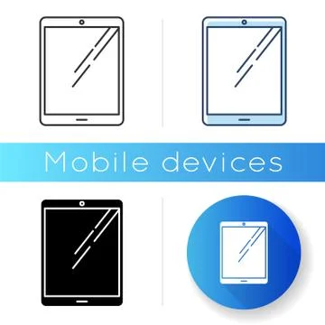 Tablet computer icon. Touch screen PC. Electronic gadget with touchpad. E-reader Illustrazione stock