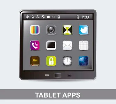 Tablet computer with icons of apps. vector illustration イラスト素材