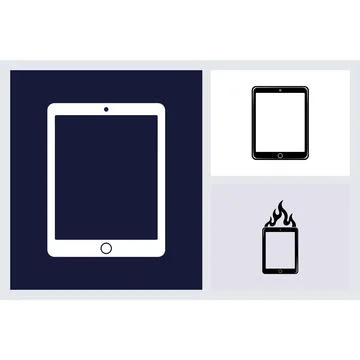 Tablet computer icons with blank screen and fire symbol イラスト素材