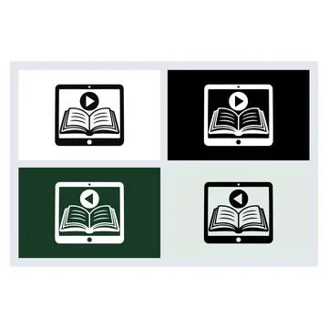 Tablet computer icons featuring an open book and a media play button Stock-Illustration