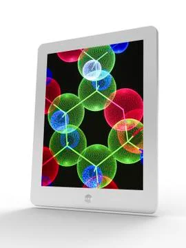 Tablet computer; insulin molecule Stockillustratie