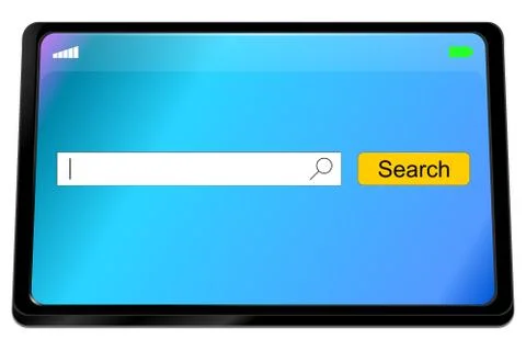 Tablet computer with internet web search engine - 3D illustration Stock Illustration
