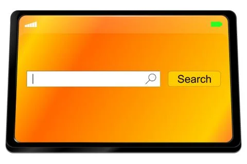 Tablet computer with internet web search engine - 3D illustration Stock Illustration