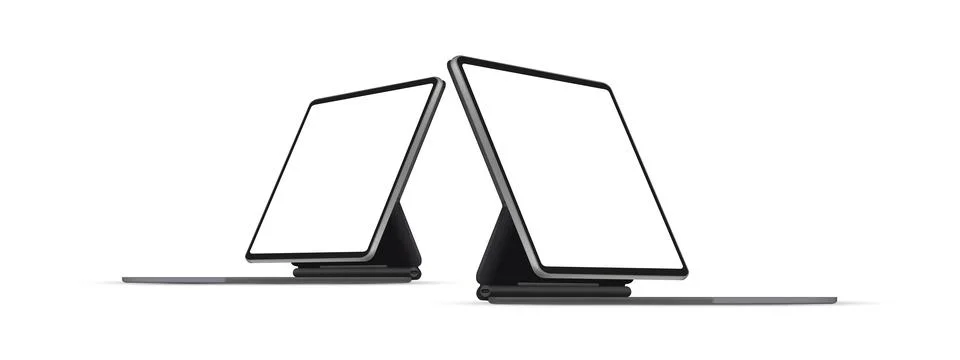 Tablet Computer With Keyboard Stand, Side Perspective View Stock Illustration