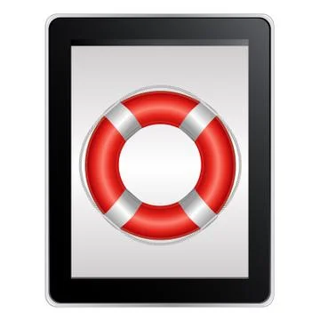 Tablet computer with life buoy Stock Illustration