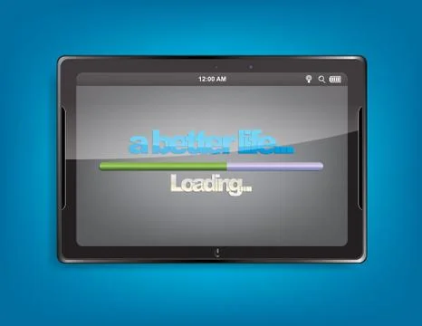 Tablet computer with loading bar 스톡 일러스트