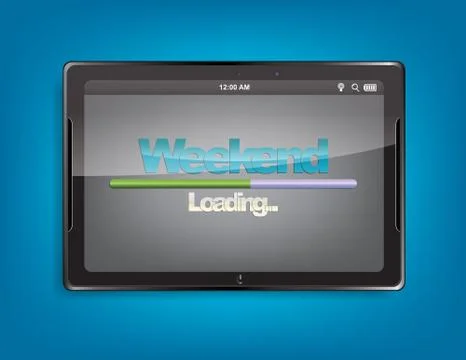 Tablet computer with loading bar Ilustração Stock