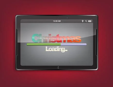 Tablet computer with loading bar Stock Illustration