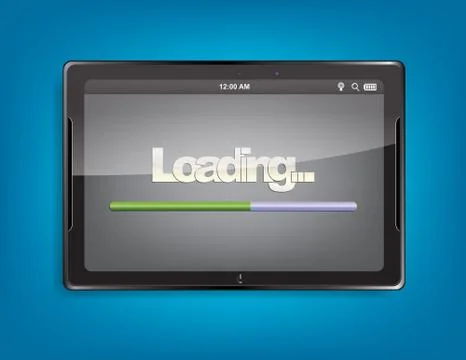 Tablet computer with loading bar Stock Illustration