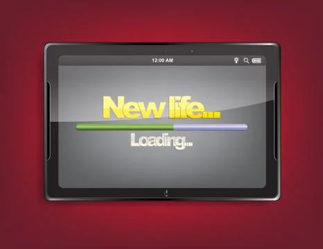 Tablet computer with loading bar Stock Illustration
