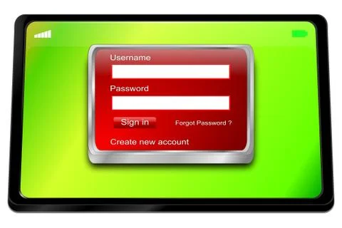 Tablet computer with Login Screen - 3D illustration Stock Illustration