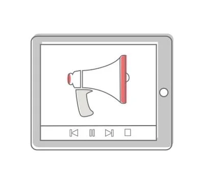Tablet Computer with Megaphone Illustrazione stock