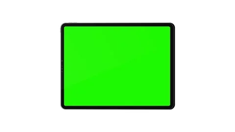 Tablet computer mockup with green screen, front view, isolated on white bac.. Stock Footage 242851859