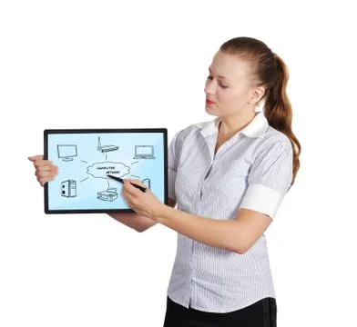 Tablet with computer network Stock Photos