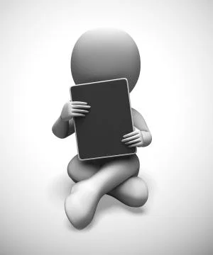 Tablet computer or touchpad for portable data work - 3d illustration Illustrazione stock