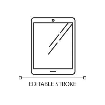 Tablet computer pixel perfect linear icon. Touch screen PC. Electronic gadget Stock Illustration