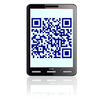 Tablet computer  with qr code. 스톡 일러스트