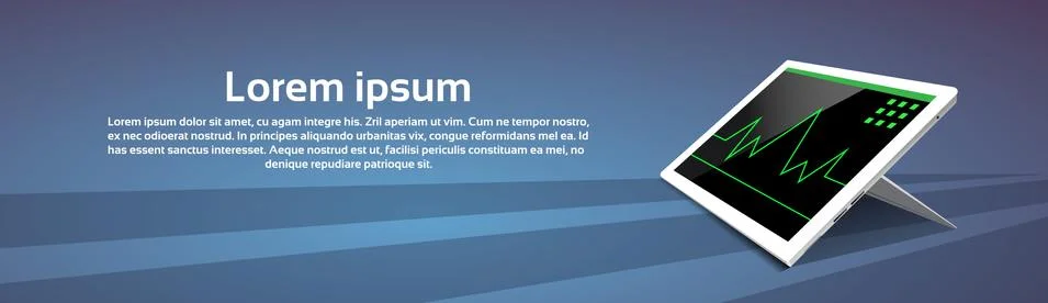 Tablet Computer Responsive Design Financial Graph Working Process Stock Illustration