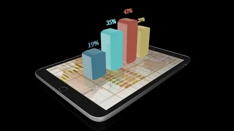 Tablet Computer Screen Showing Business Sales Charts Diagrams Animation Stock Footage 98551021