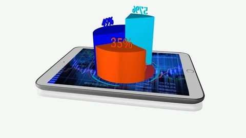 Tablet Computer Screen Showing Business Sales Charts Diagrams Animation Stock Footage 98551026